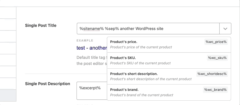 all variables available for single post title