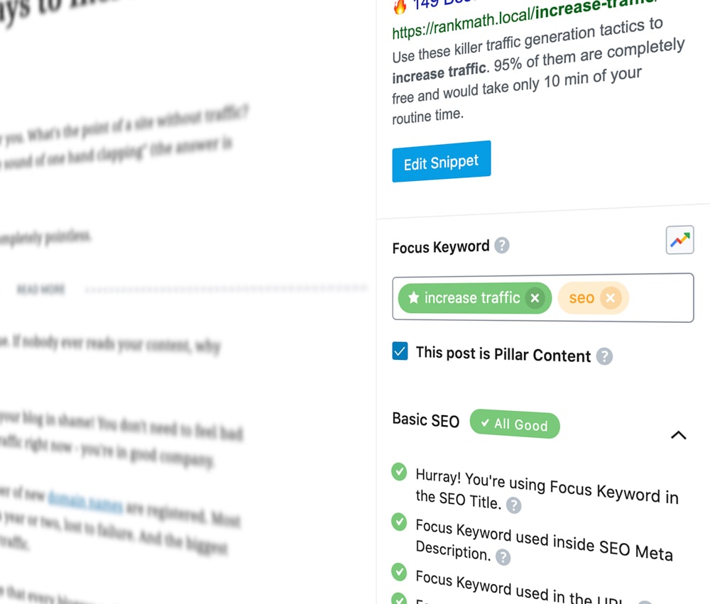 Focus Keyword and Content Analysis