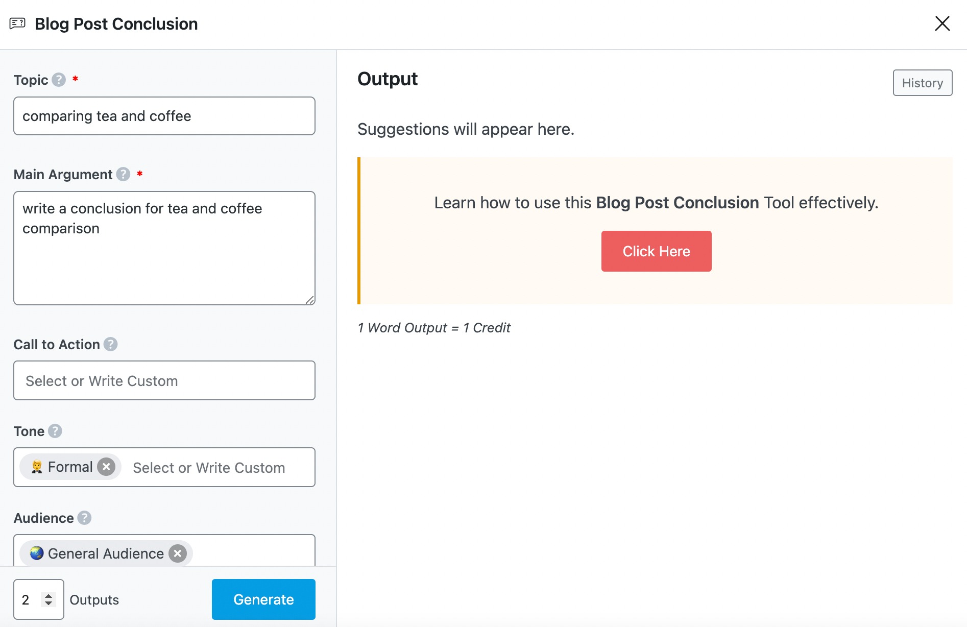 Blog Post Conclusion AI tool