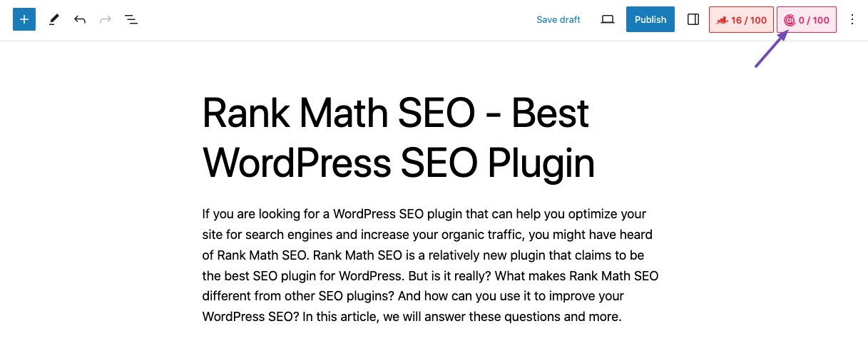 Click Rank Math SEO icon