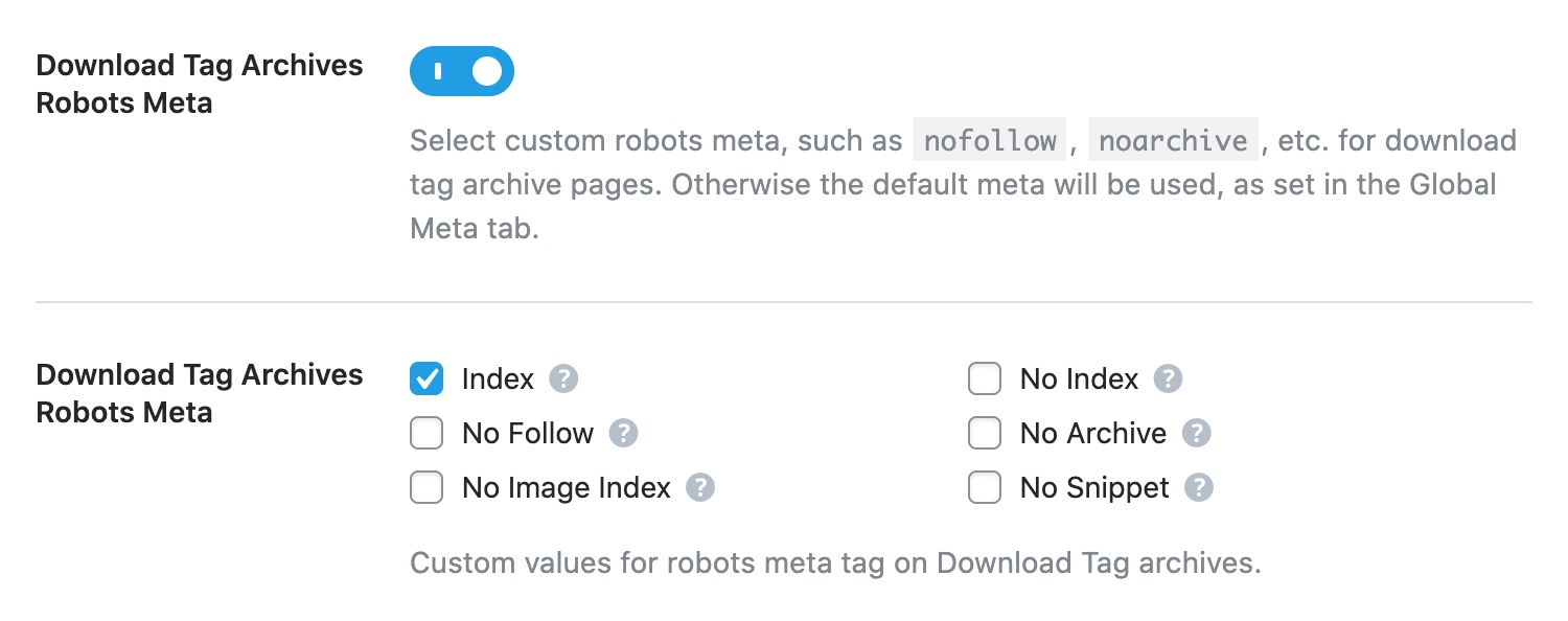 Download tag archives robots meta custom settings