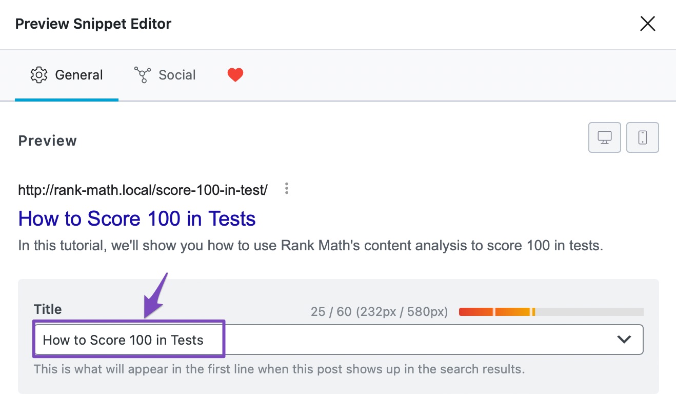 Enter the SEO meta title with focus keyword