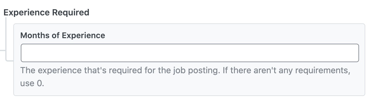 Experience Required - Job Posting Schema