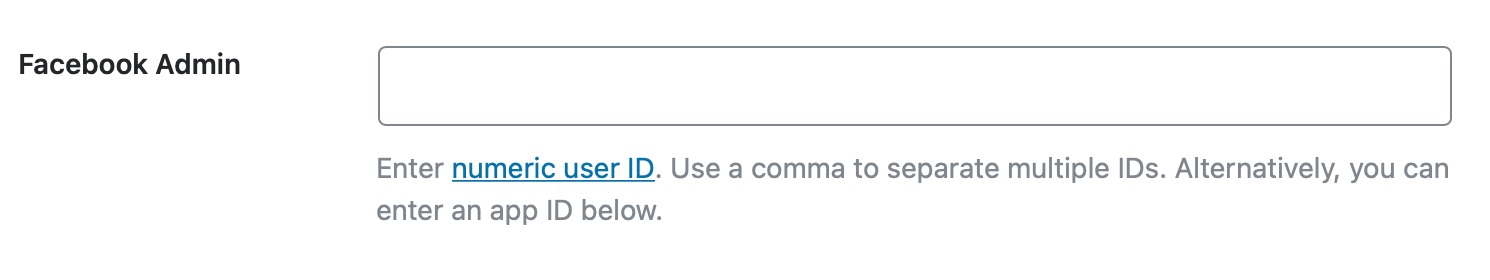 Enter your Facebook admin user ID - Social Meta