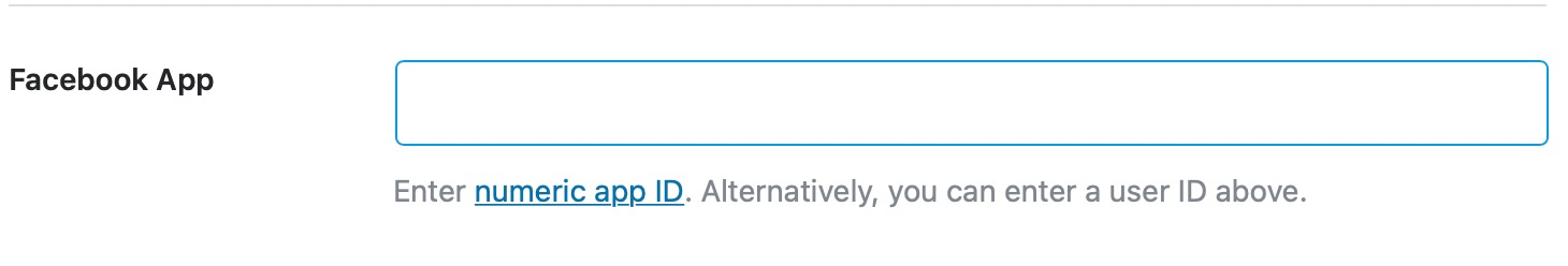 Enter your Facebook app Id - Social Meta