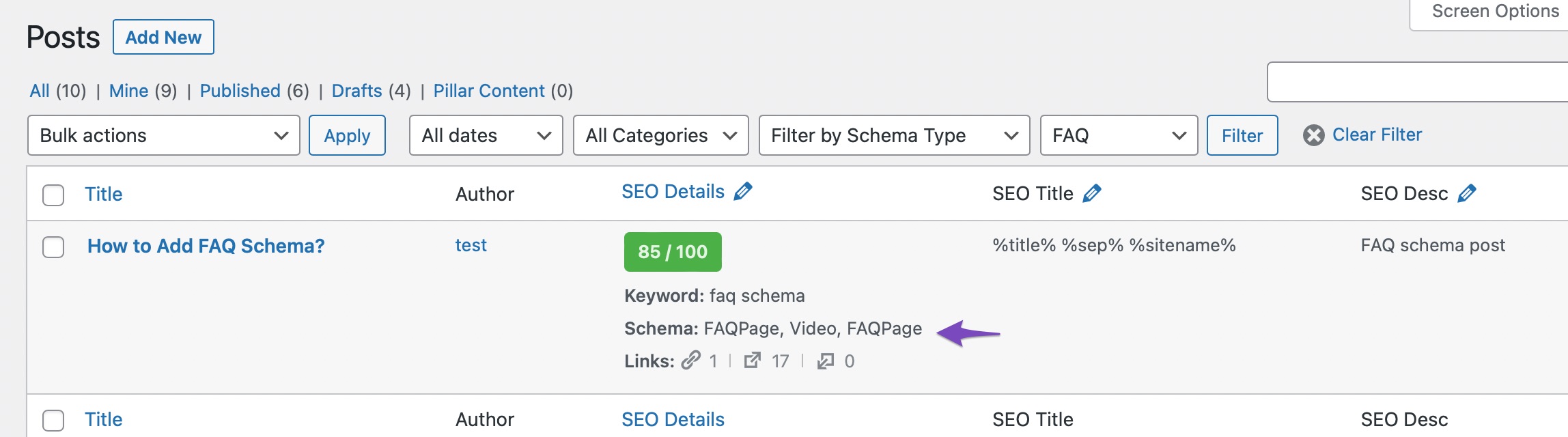 Post filtered by Schema Type