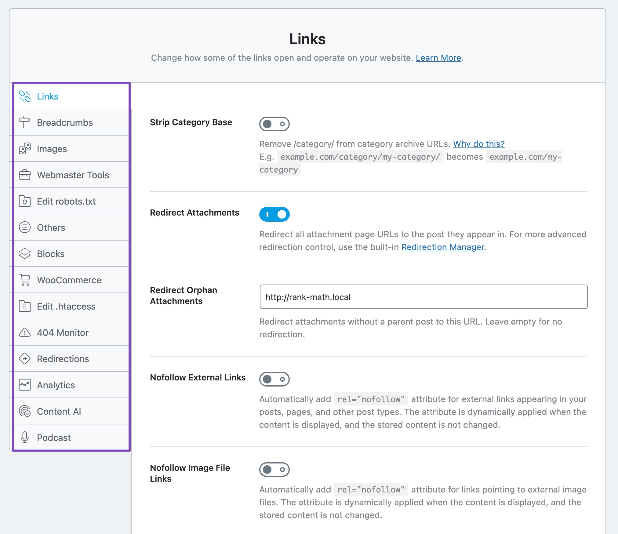 Tabs in General Settings