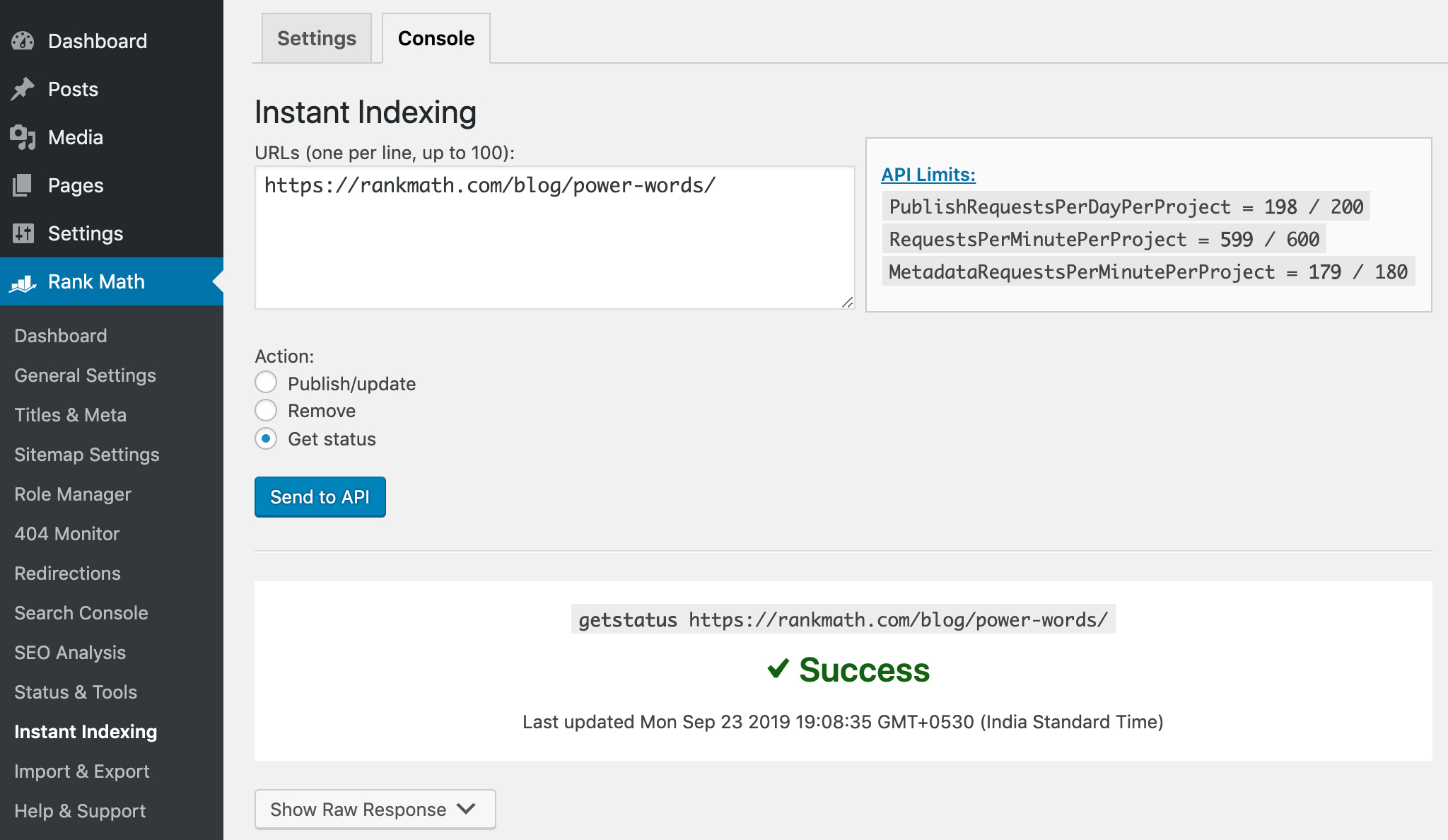 Instant Indexing API Submission