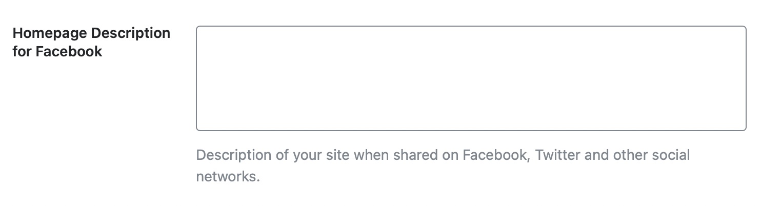 Homepage description for Facebook