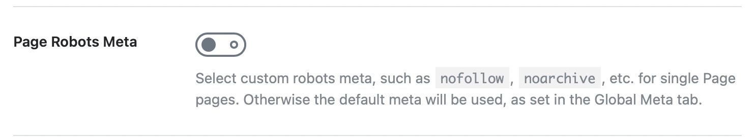 page robots meta options
