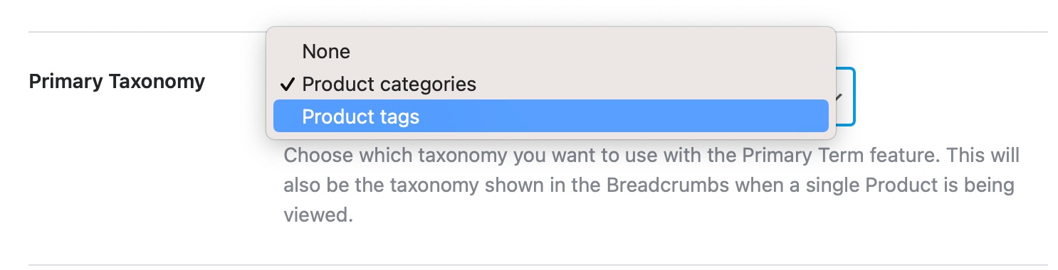 primary taxonomy for products