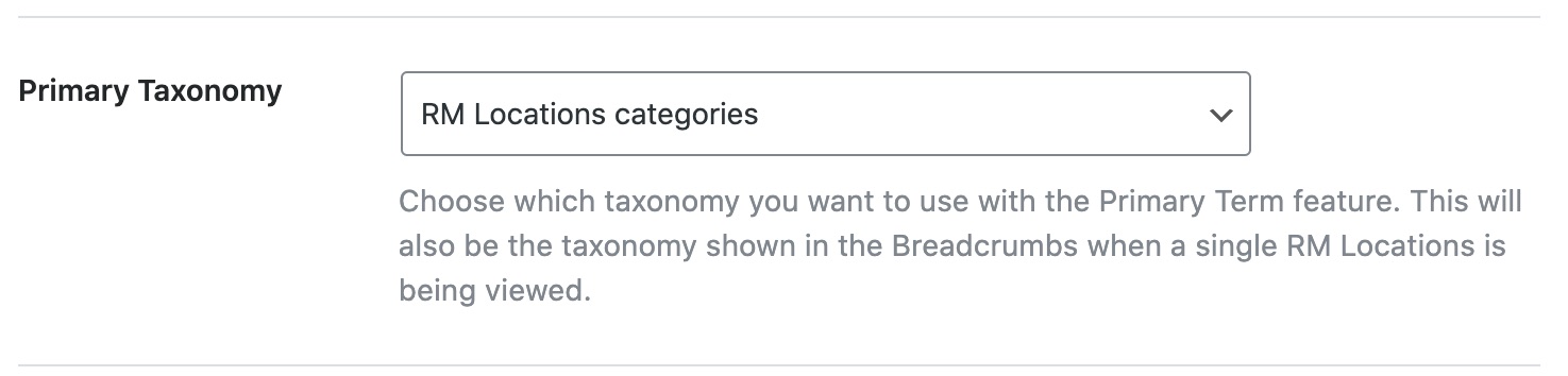 Primary taxonomy for RM Locations