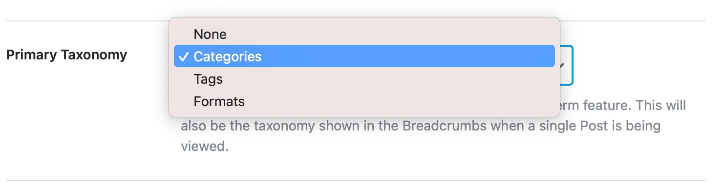 select primary taxonomy - posts meta