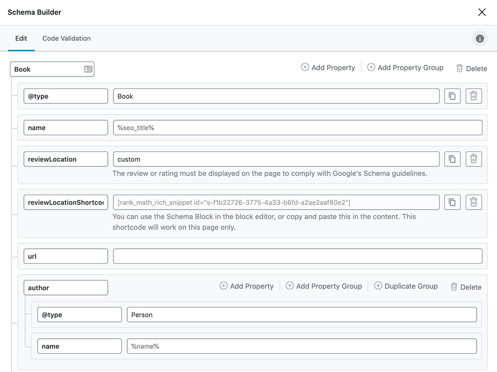 Custom Schema Builder