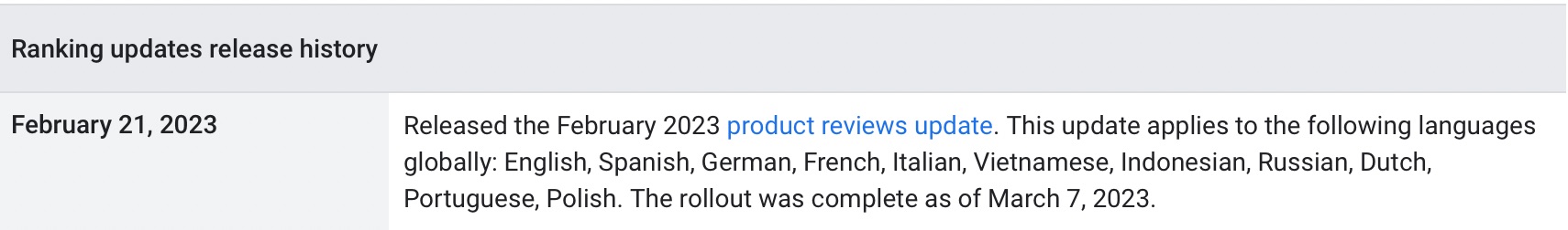 Product Review Update