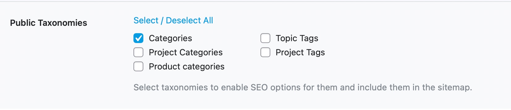 Which Public Taxonomies To Include In Sitemap