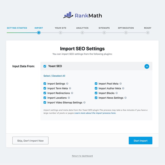 Import SEO Settings