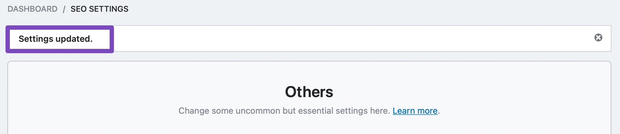 settings updated confirmation