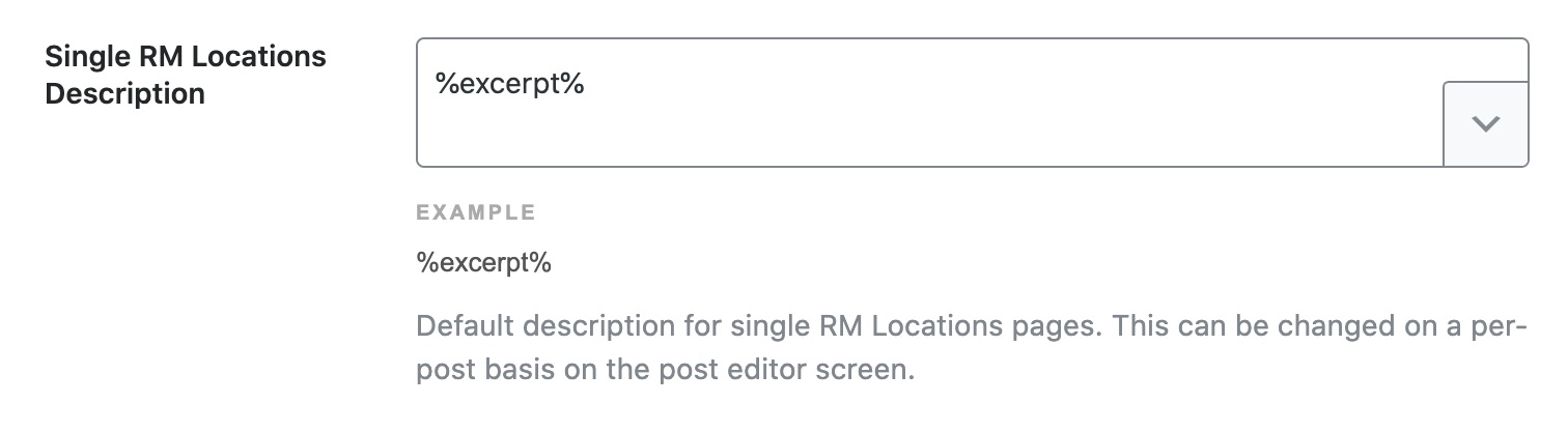 Single RM Locations description