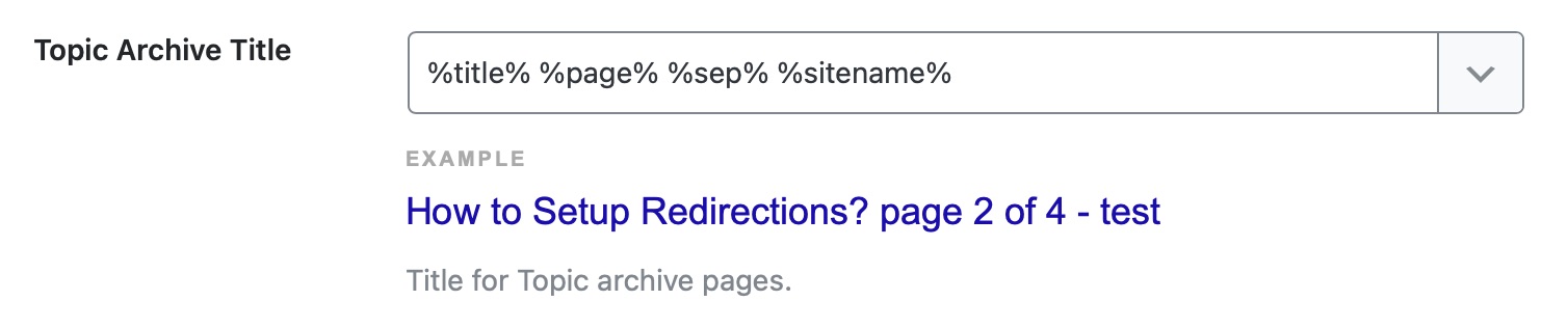 Topic archive title