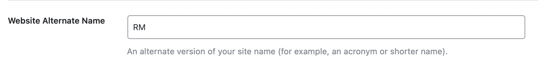 Website Alternate Name