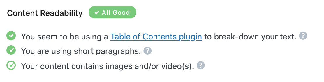 Passing content readability tests