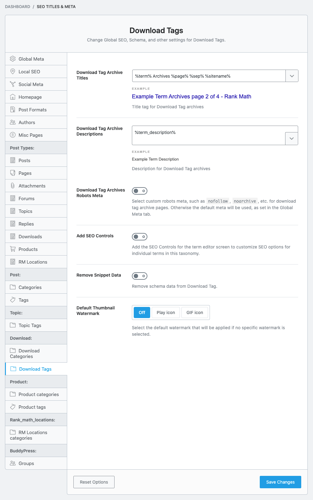 Download Tag Titles & Meta settings