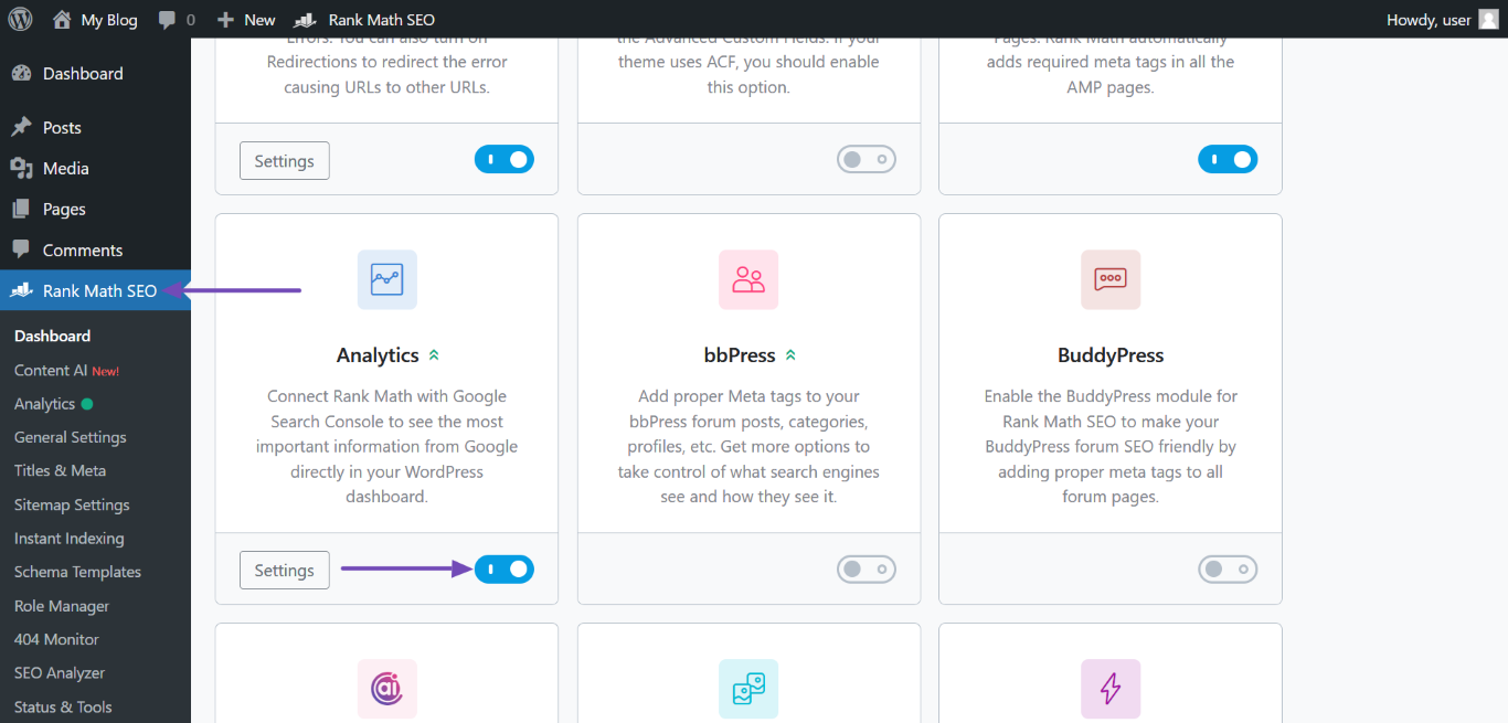 Enable the Analytics module