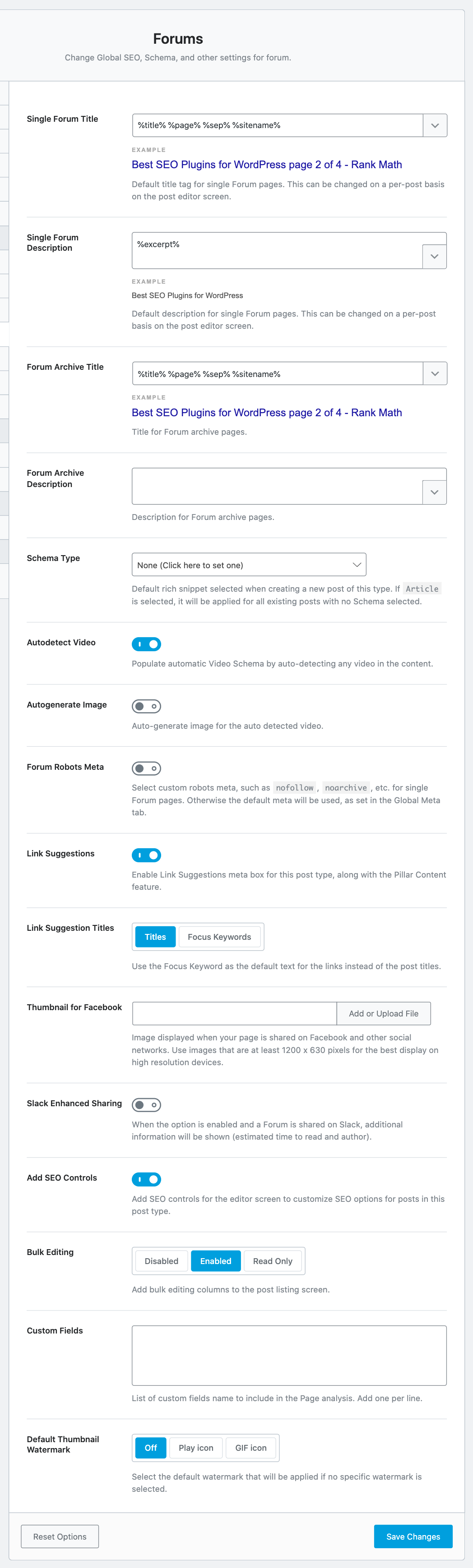 Forums Titles and Meta Settings