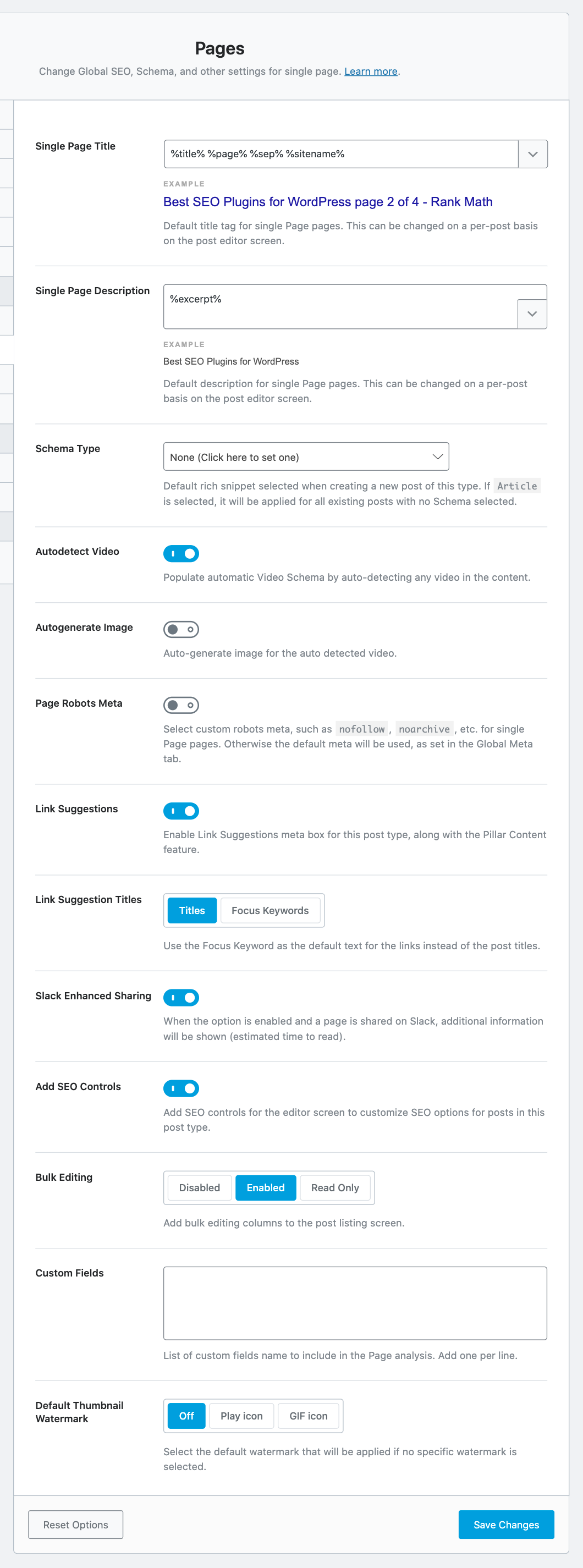 Pages Titles and Meta settings