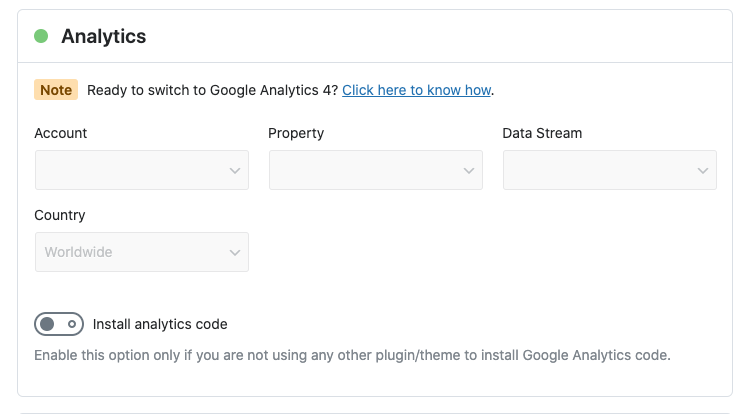 Rank Math is connected with Google Analytics